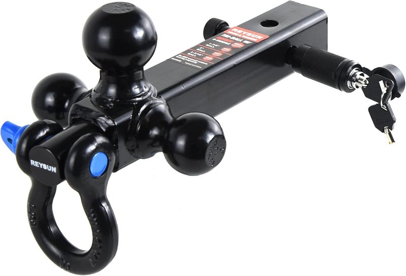 REYSUN Trailer Hitch Tri-Ball Hitch Mount with Rotatoble Tow Shackle, fits for 2-inch Hitch Receiver, Hitch Lock Pin Included… - Image 2